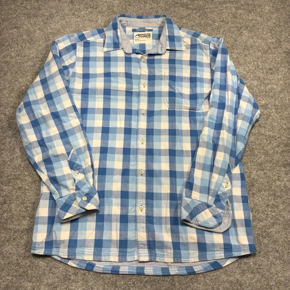 Mountain Khakis Shirt Mens M Blue Buffalo Check Button Down Long Sleeve Outdoor‎